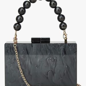Elegant Black Clutch with Beaded Handle